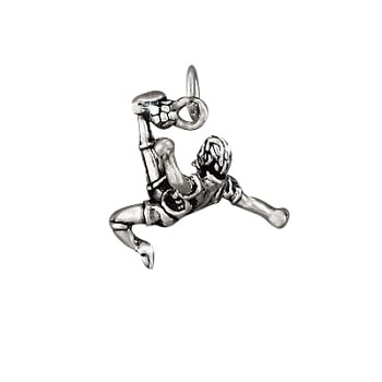 Sterling Silver Action Soccer Player Charm Pendant