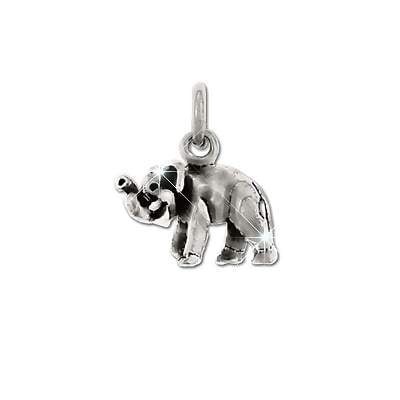 Sterling Silver Trumpeting Elephant Charm Pendant
