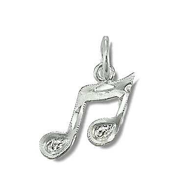 Sterling Silver Diamond Cut Musical Notes Pendant Charm