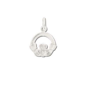 Sterling Silver Small Claddagh Heart Diamond Cut Pendant