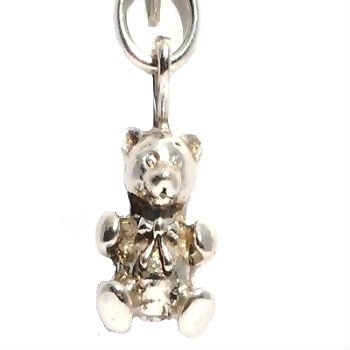 Sterling Silver Solid Teddy Bear Charm Pendant