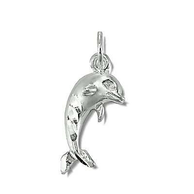 Sterling Silver Diamond Cut Dolphin Pendant