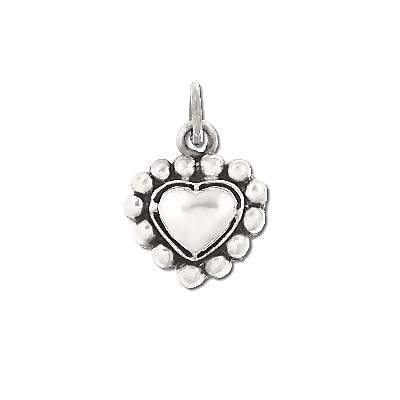 Sterling Silver Diamond Cut Puffed Heart Charm Pendant