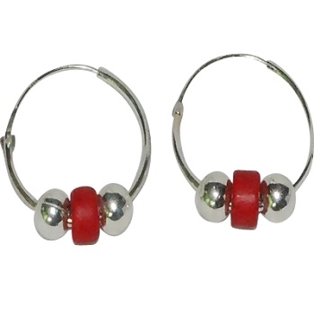 Sterling Silver Colored Tablet Bead 20Mm Endless Hoop Earrings