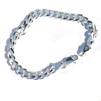 Sterling Silver Italian 8 Inch 6.5Mm 6 Side Curb 180 Bracelet