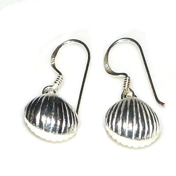 Sterling Silver Puffed Seashell Dangle Earrings