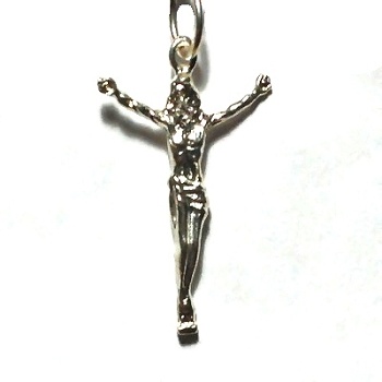 Sterling Silver Jesus Corpus Diamond Cut Pendant