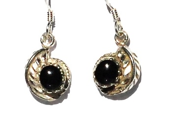 Sterling Silver Feather Wrap Genuine Black Onyx Drop Earrings