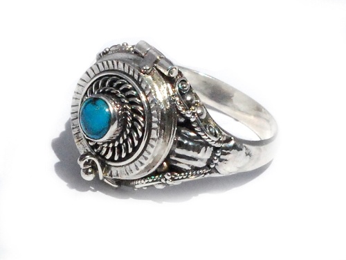 Sterling Silver Poison Ring with Stabilized Turquoise