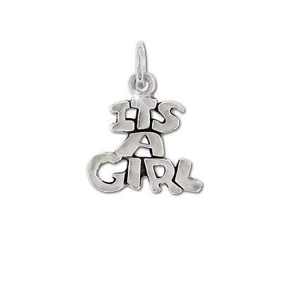 Sterling Silver Its A Girl Words Pendant Charm