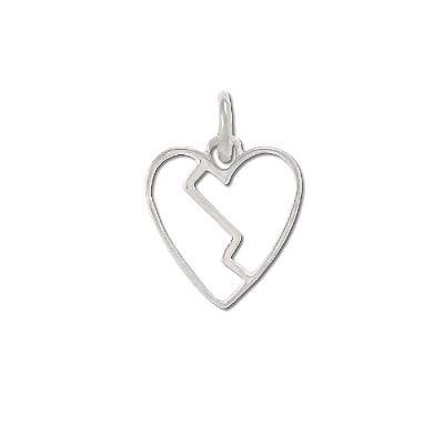Sterling Silver Broken Heart Charm Pendant - 925 Sterling Silver