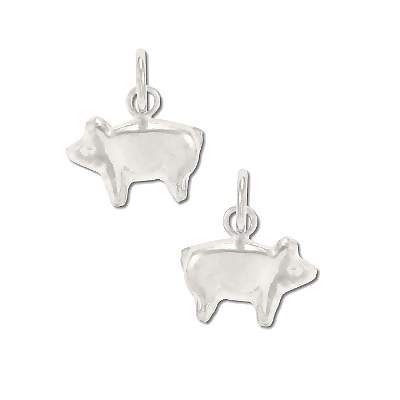 Sterling Silver Small Puffed Pig Pendant