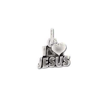 Sterling Silver 925 I Love Jesus Phrase Charm Pendant