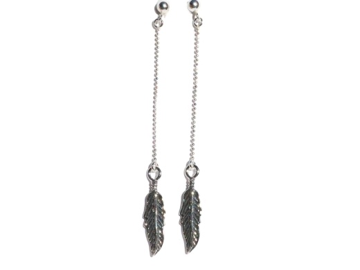 Sterling Silver 2.5 Inches Dangle Feather Earrings