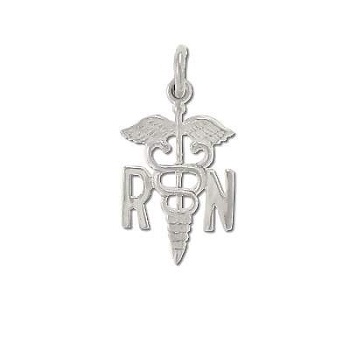 Sterling Silver Registered Nurse RN Symbol Charm Pendant