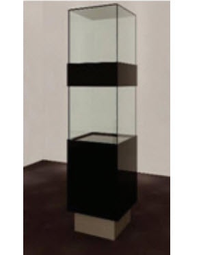 Black Gloss Wooden Jewelry Showcase With Aluminum Frame