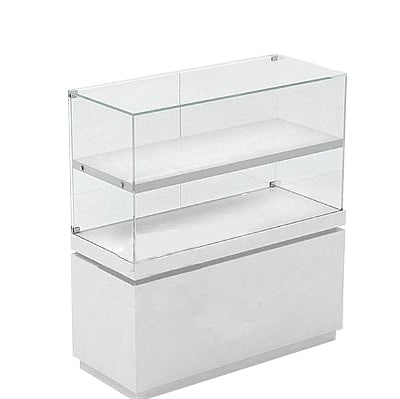 White Glossy Wooden Jewelry Showcase With Aluminum Trim - 47" X 21 1/2" X 59"