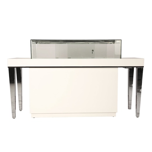 White Gloss Wood Jewelry Display Showcase - 71" x 21 1/2" x 41 1/4"
