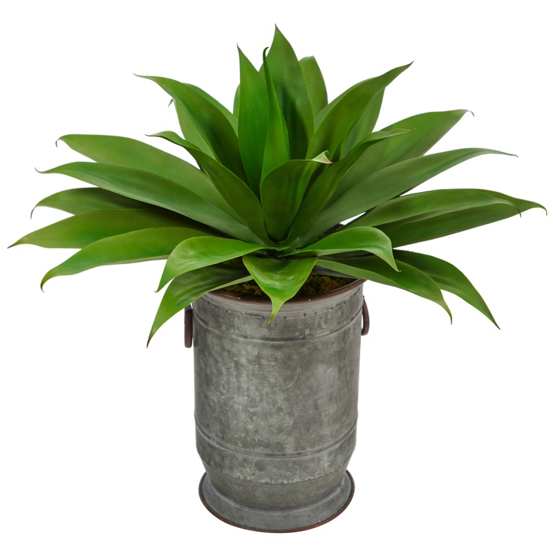 26” Agave Succulent Artificial Plant In Vintage Metal Planter