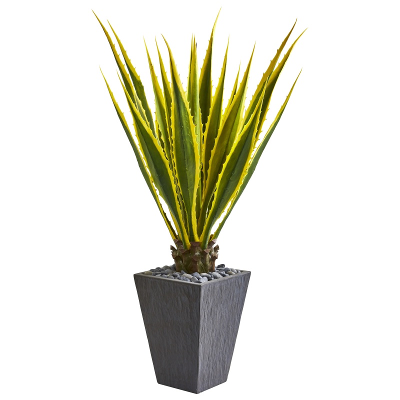 4.5’ Agave Artificial Plant In Slate Planter