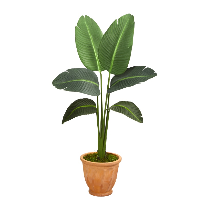 49” Traveler’S Palm Artificial Plant In Terra-Cotta Planter (Real Touch)