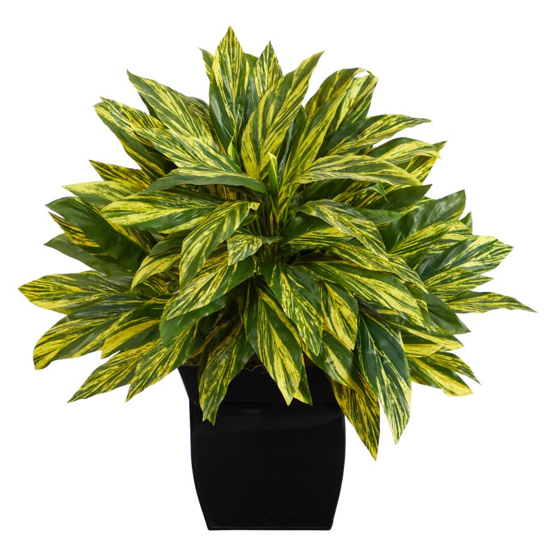 18” Tradescantia Artificial Plant In Black Metal Planter (Real Touch)