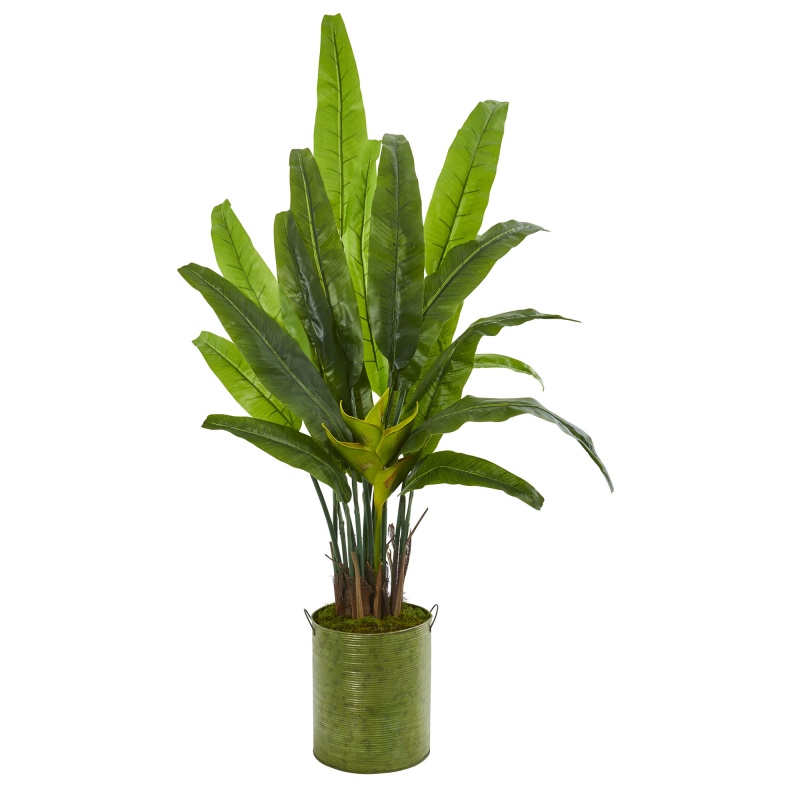 5’ Travelers Palm Artificial Tree In Metal Planter