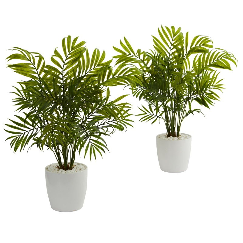 Palms In White Planter Artificial Plant (Set Of 2)