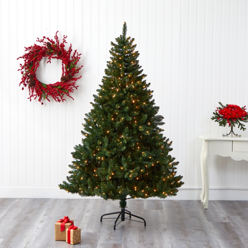 7' Northern Rocky Spruce Artificial Christmas Tree with 400 Clear Lights and 1,330 Bendable Branches