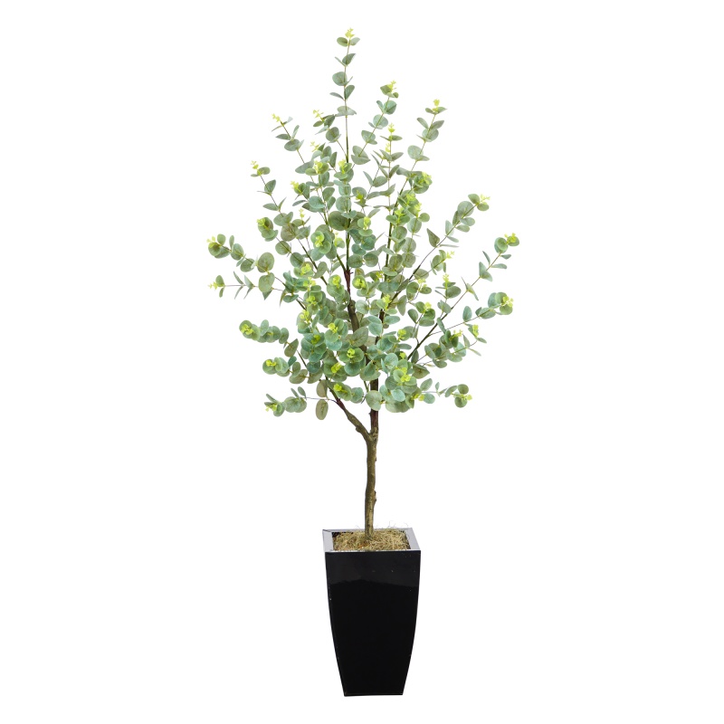 Eucalyptus Artificial Tree in Black Metal Planter - 4.5 Feet Tall - New ...