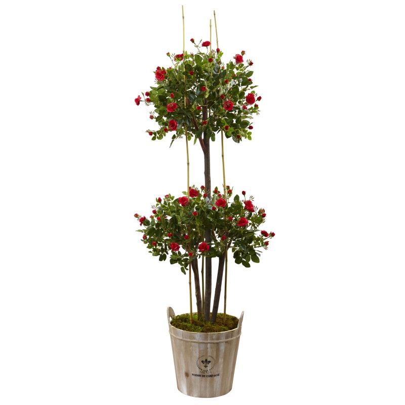 5.5’ Rose Topiary Tree With Farmhouse Planter