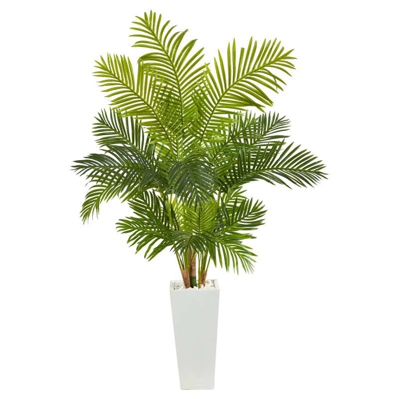 68” Hawaii Palm Artificial Tree In Tall White Planter