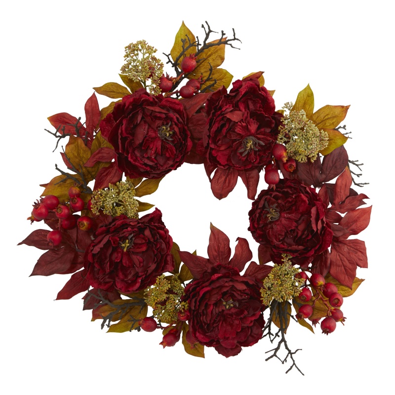 24” Peony Sedum Wreath