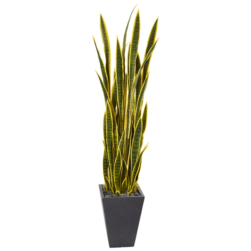 5.5’ Sansevieria Artificial Plant In Slate Planter
