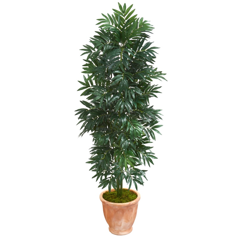 5’ Bamboo Palm Artificial Plant In Terra Cotta Planter