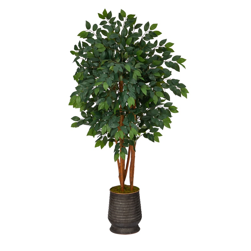 57” Sakaki Artificial Tree In Ribbed Metal Planter