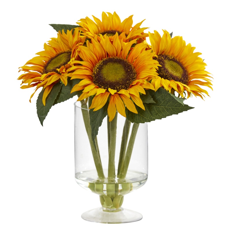 12” Sunflower Artificial Arrangement In Vase