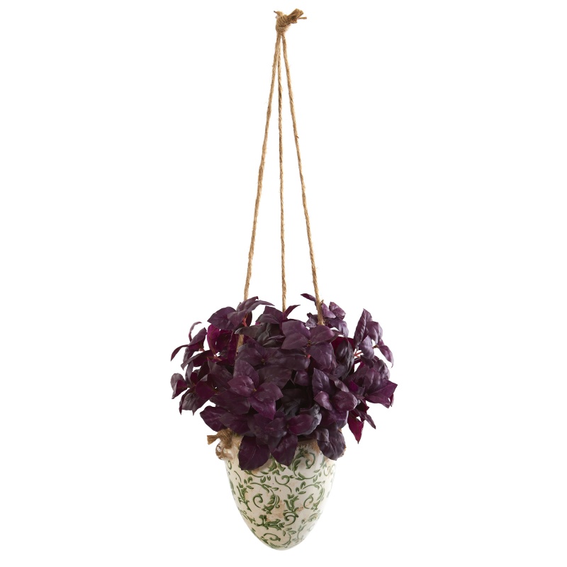 26” Basil Artificial Plant In Hanging Vase