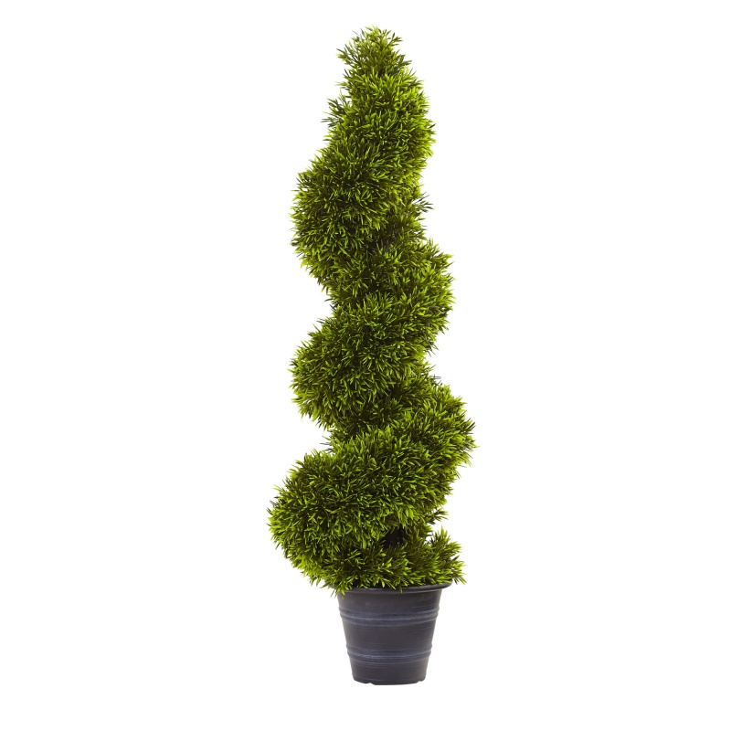 3' Grass Spiral Topiary with Deco Planter