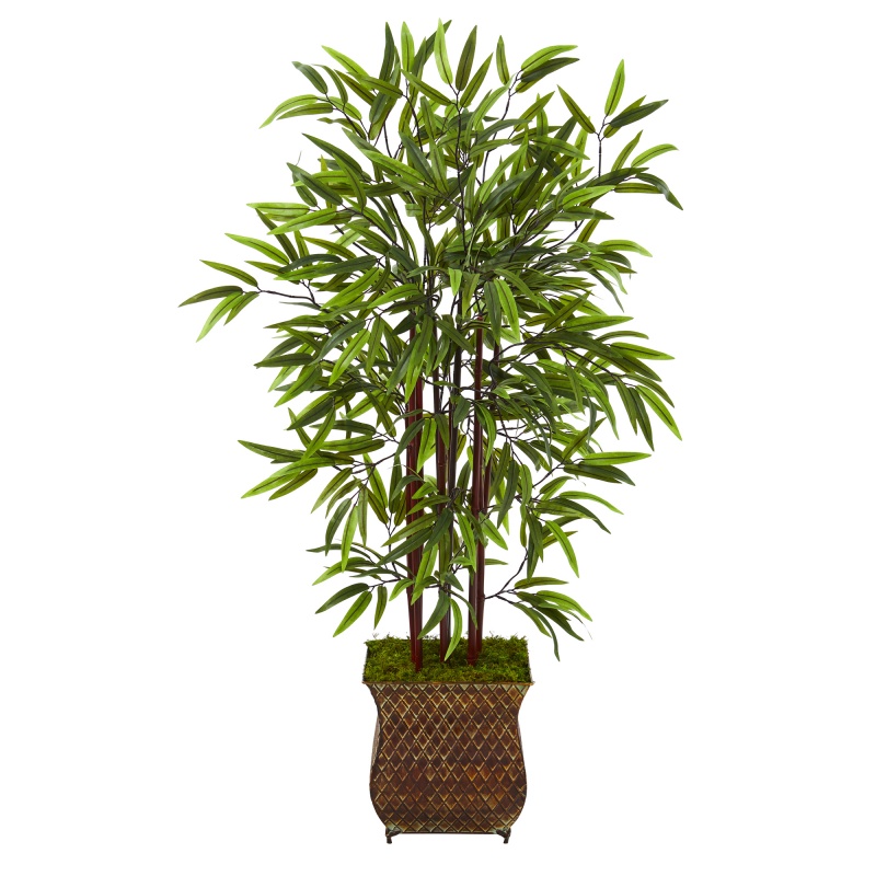 44” Bamboo Artificial Tree In Metal Planter