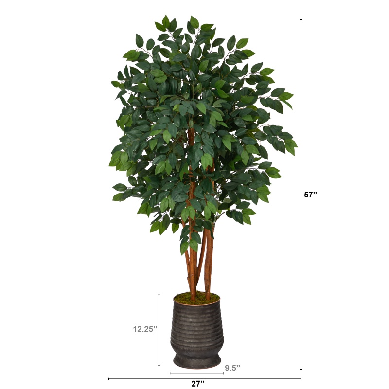 57” Sakaki Artificial Tree In Ribbed Metal Planter