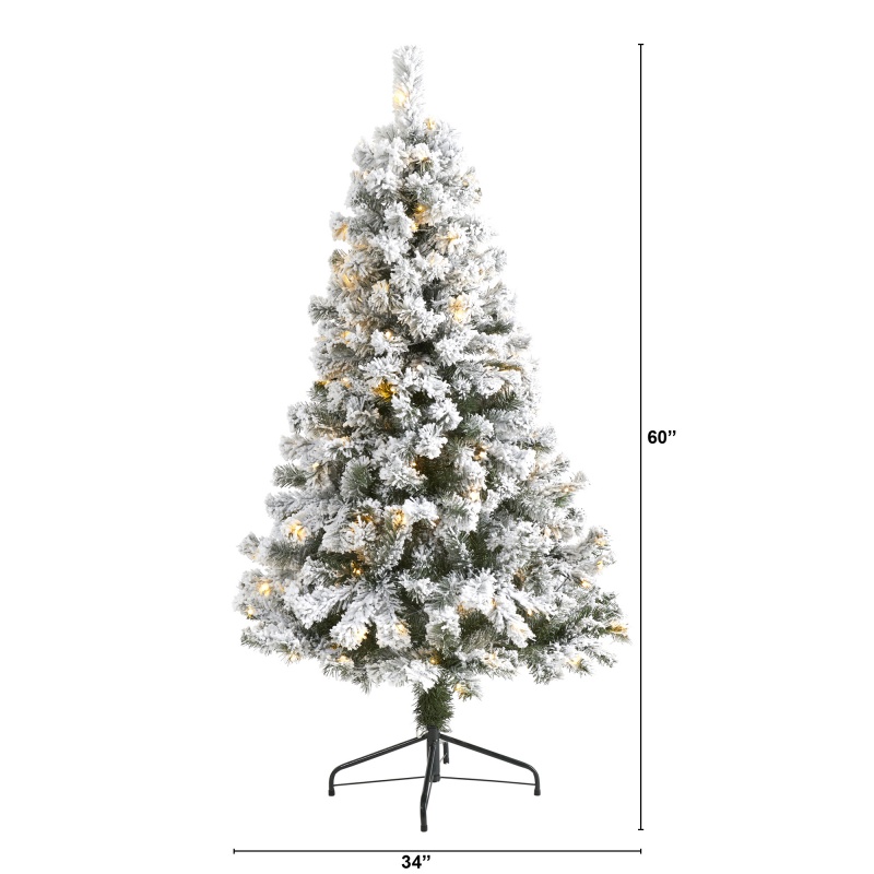 5' Flocked West Virginia Fir Artificial Christmas Tree With 150 Led Lights