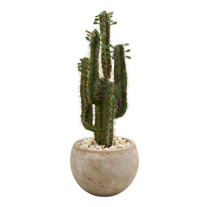 2.5’ Cactus Artificial Plant In Bowl Planter