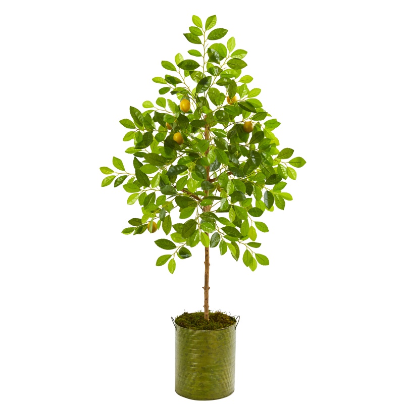 55” Lemon Artificial Tree In Green Planter