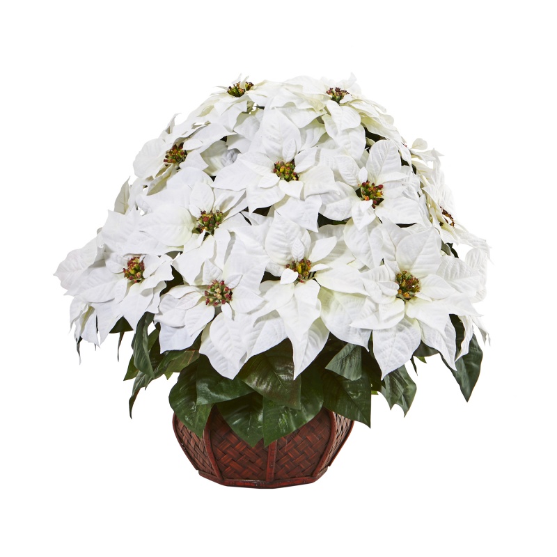 Poinsettia Artificial Arrangement In Decorative Planter