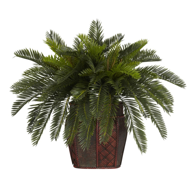Nearly Natural Double Cycas with Vase Silk Plant