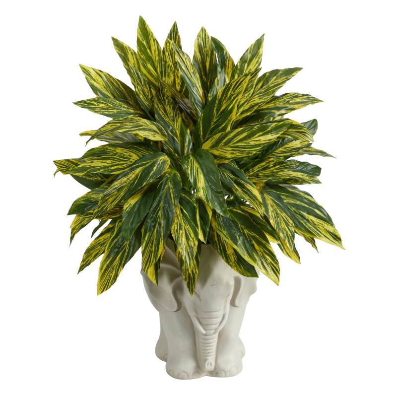 25” Tradescantia Artificial Plant In White Elephant Shaped Planter (Real Touch)
