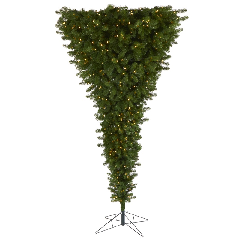 8' Sun Valley Spruce Upside Down Artificial Christmas Tree With 850 Warm White (Multifunction) Led Lights And 1747 Bendable Branches