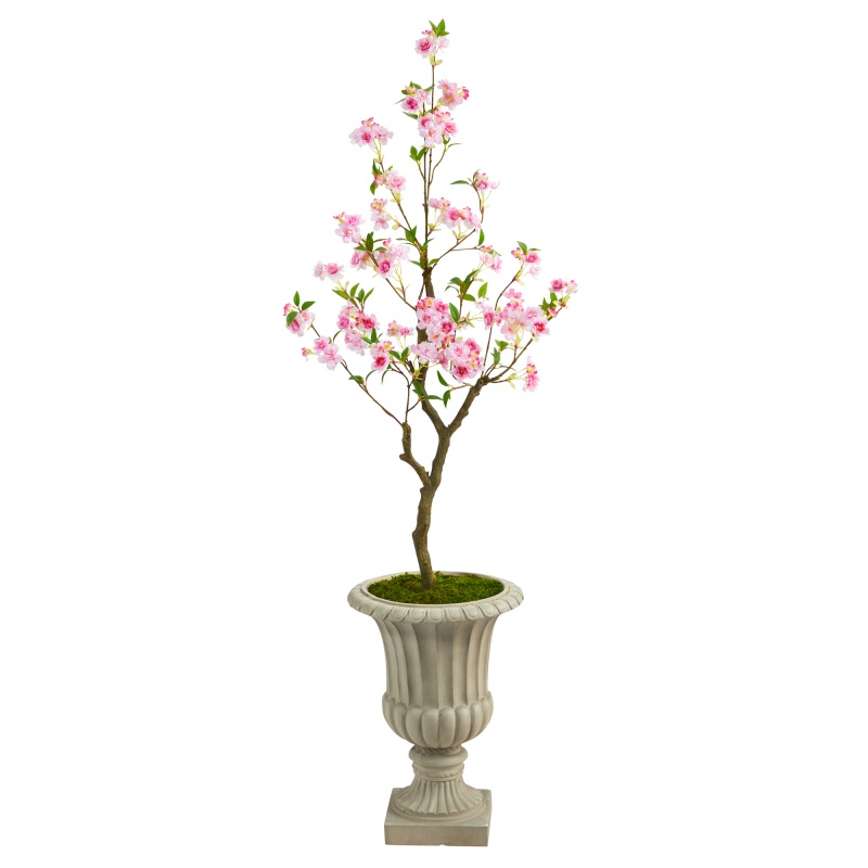 5’ Cherry Blossom Artificial Tree In Sand Finished Urn
