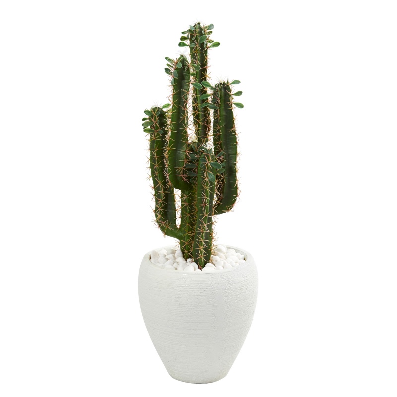 3’ Cactus Artificial Plant In White Planter